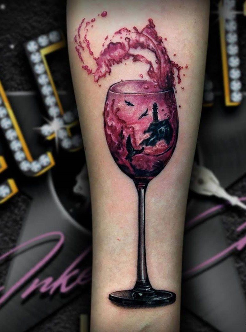 30 Pretty Wine Glass Tattoos Make You Very Attractive