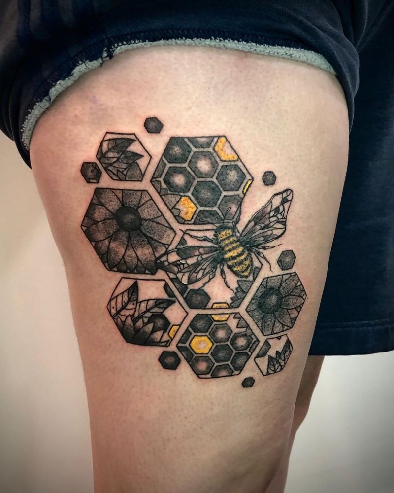 30 Pretty Honeycomb Tattoos You Will Love