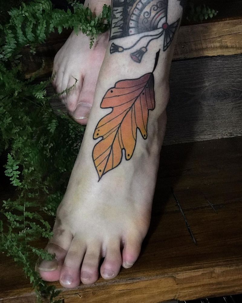 30 Pretty Oak Leaf Tattoos Make You Attractive