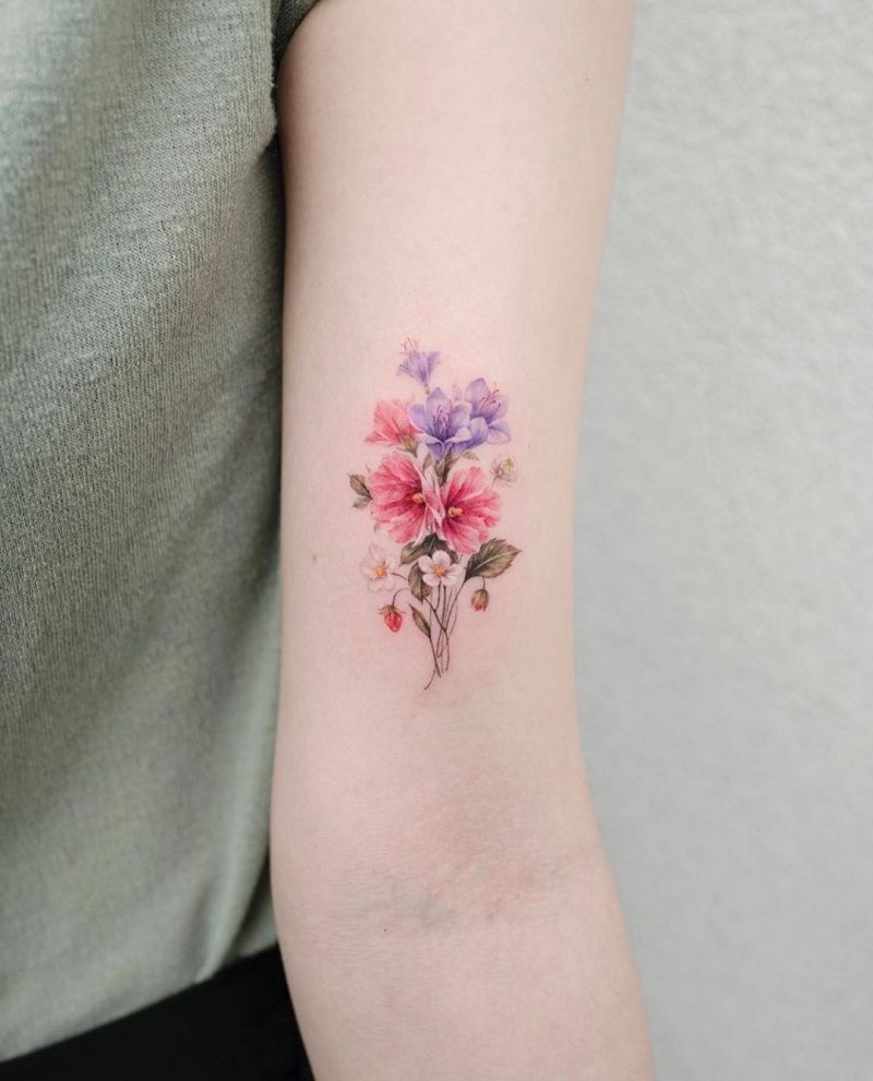 30 Elegant Bouquet Tattoos for Your Inspiration