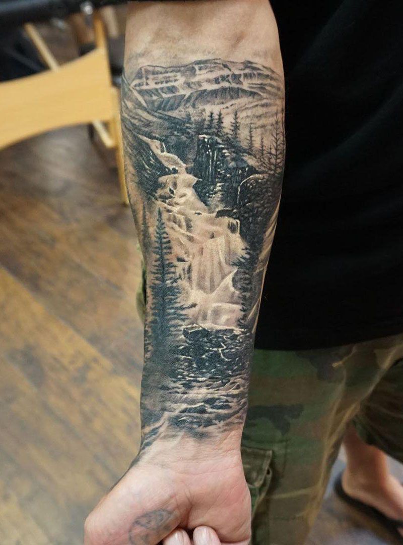 30 Pretty Waterfall Tattoos You Will Love