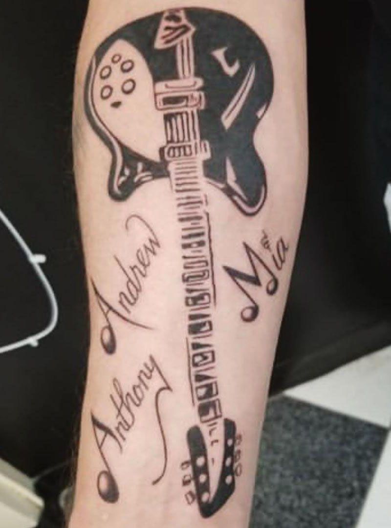 30 Pretty Guitar Tattoos for Your Inspiration