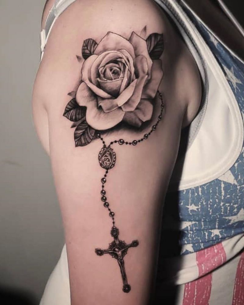 30 Pretty Rosary Tattoos to Inspire You