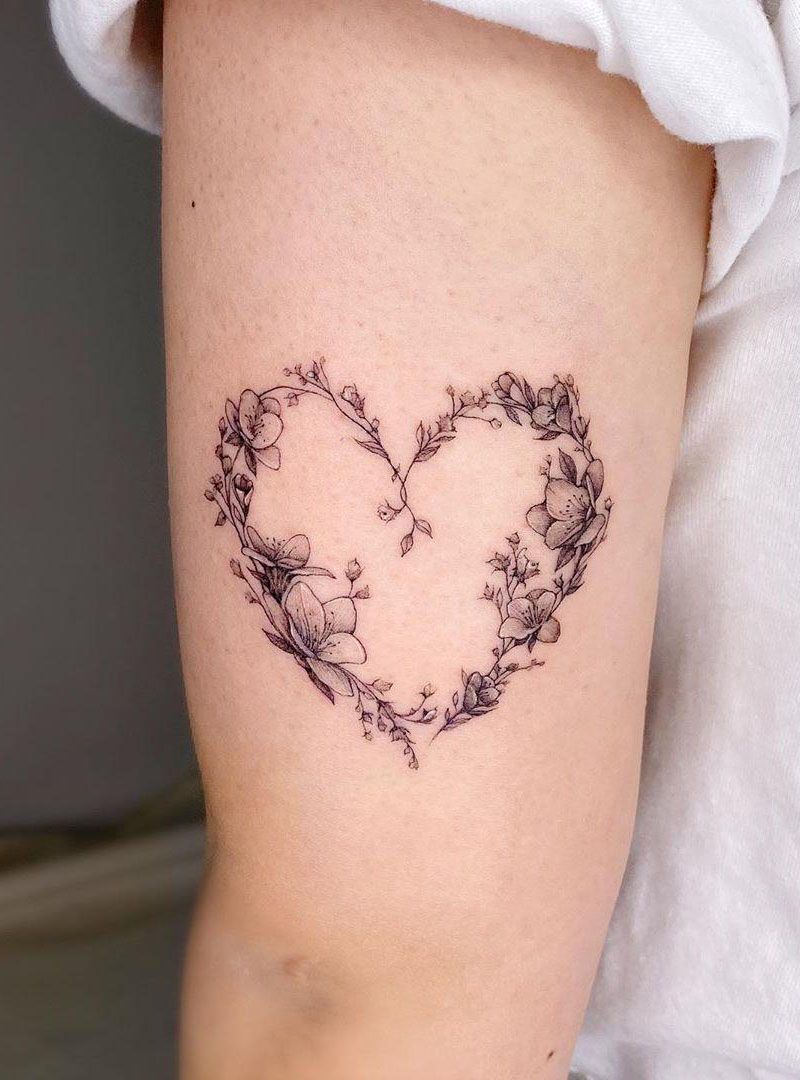 30 Pretty Flower Heart Tattoos You Must Try