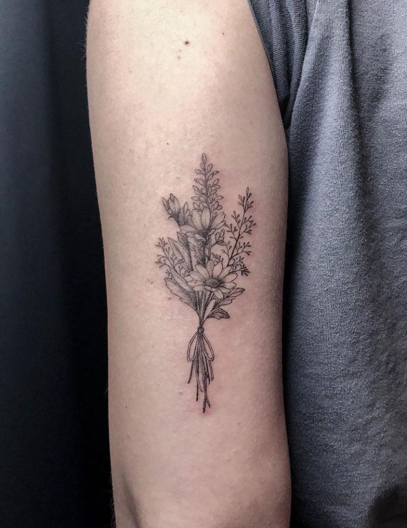 30 Elegant Bouquet Tattoos for Your Inspiration