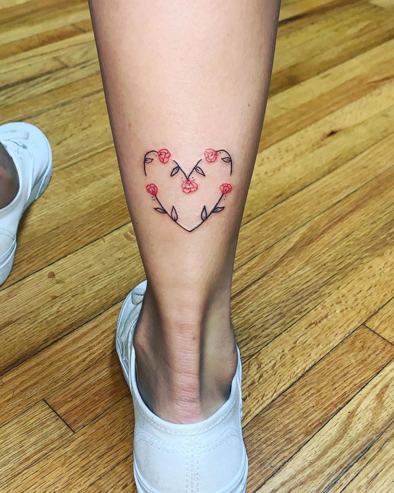 30 Pretty Flower Heart Tattoos You Must Try