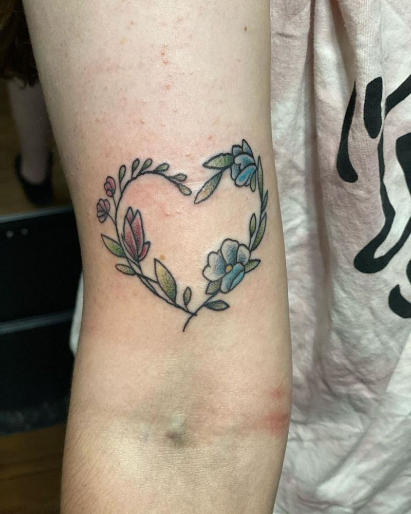 30 Pretty Flower Heart Tattoos You Must Try