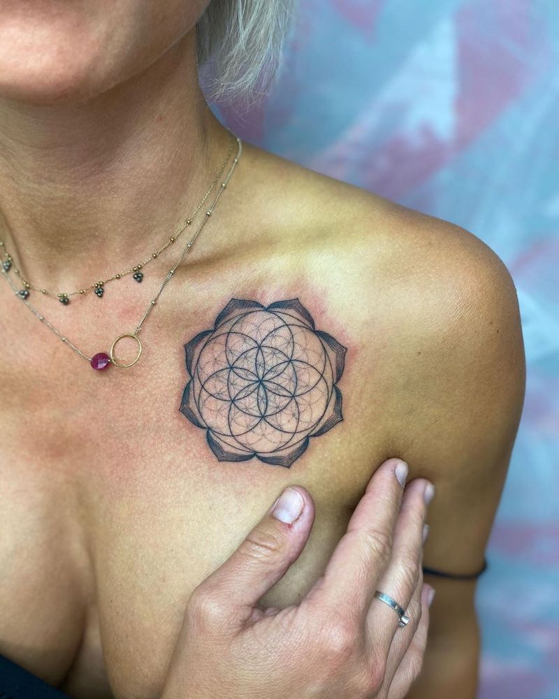 30 Pretty Flower of Life Tattoos Let You Be Kind to Life