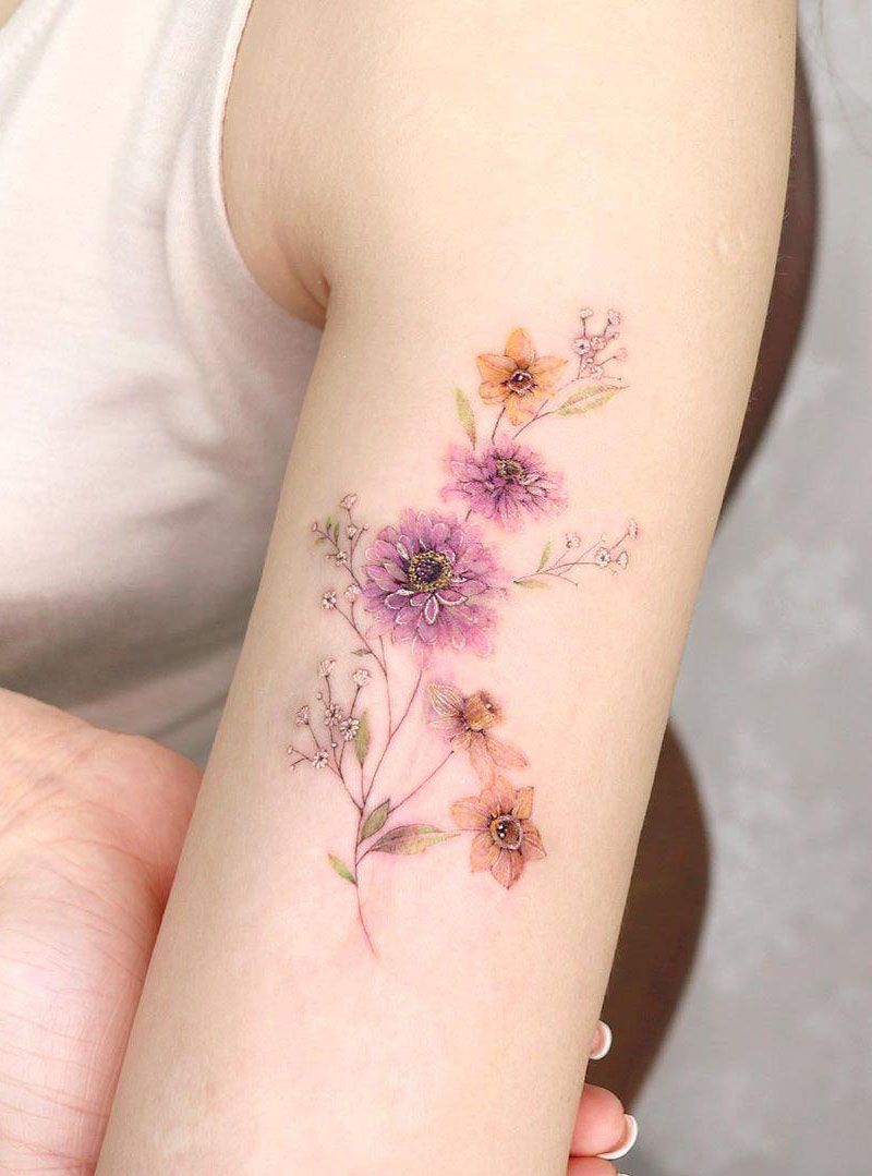 30 Pretty Zinnia Tattoos You Will Love Style VP Page 27