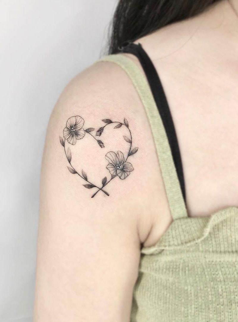 30 Pretty Flower Heart Tattoos You Must Try