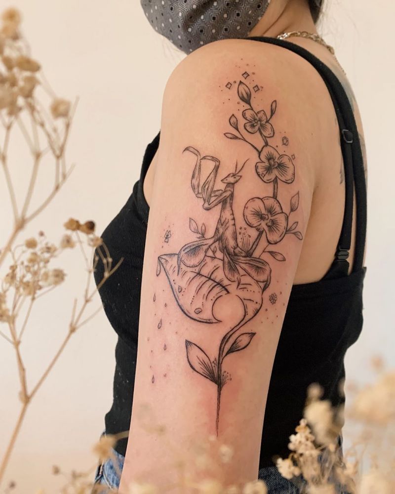 30 Pretty Mantis Tattoos You Will Love