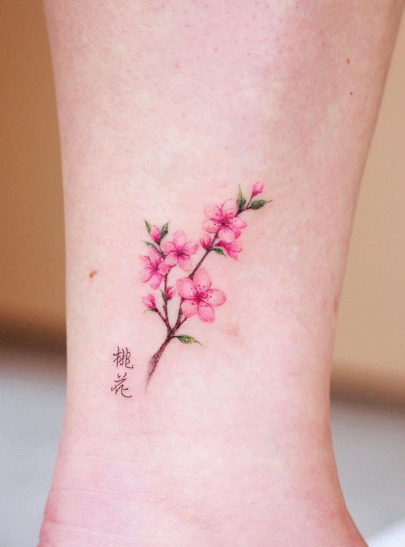 30 Pretty Peach Blossom Tattoos You Shouldn't Miss