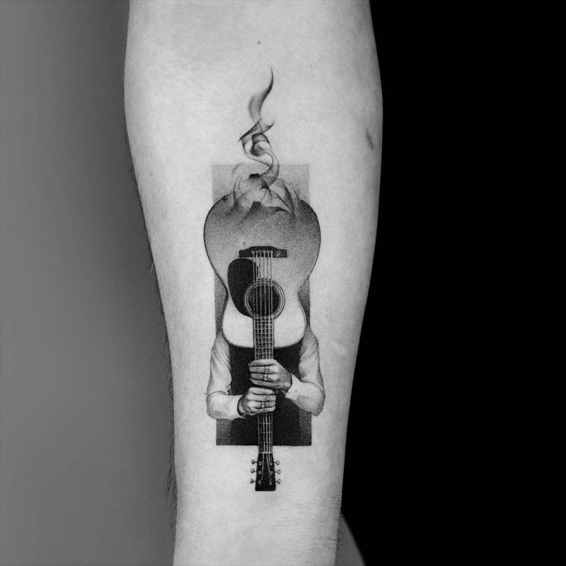 30 Pretty Guitar Tattoos for Your Inspiration