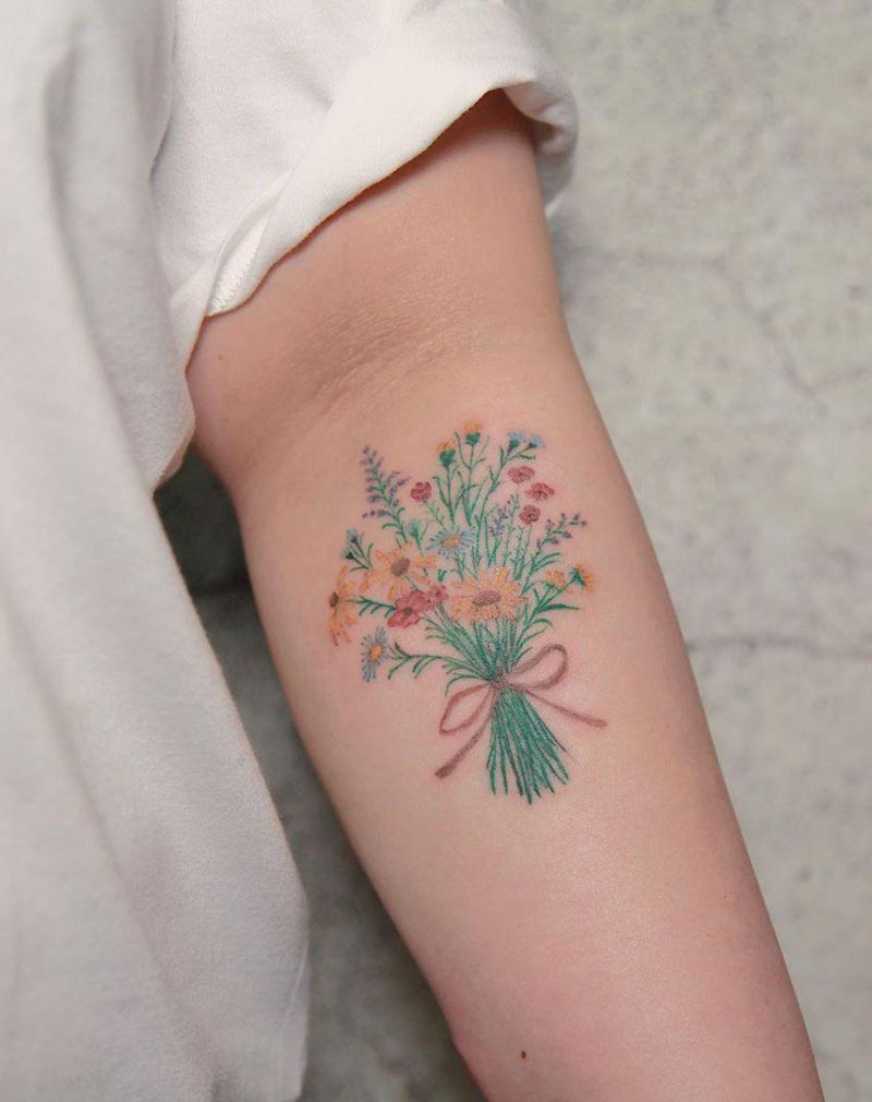 30 Elegant Bouquet Tattoos for Your Inspiration