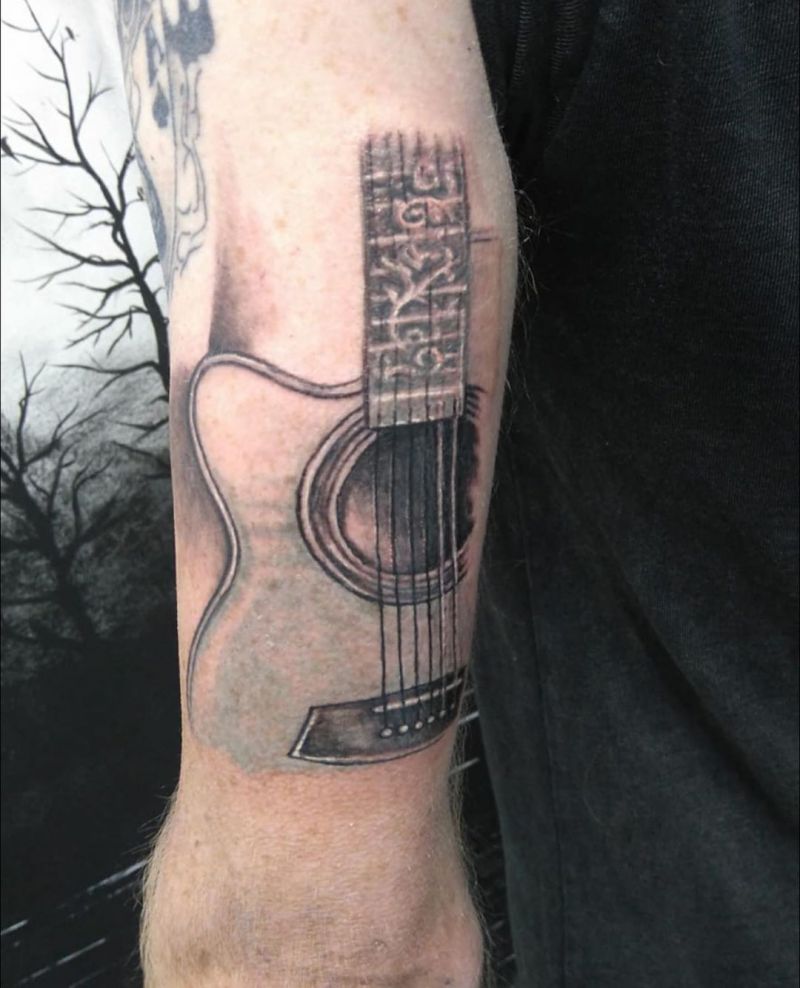 30 Pretty Guitar Tattoos for Your Inspiration