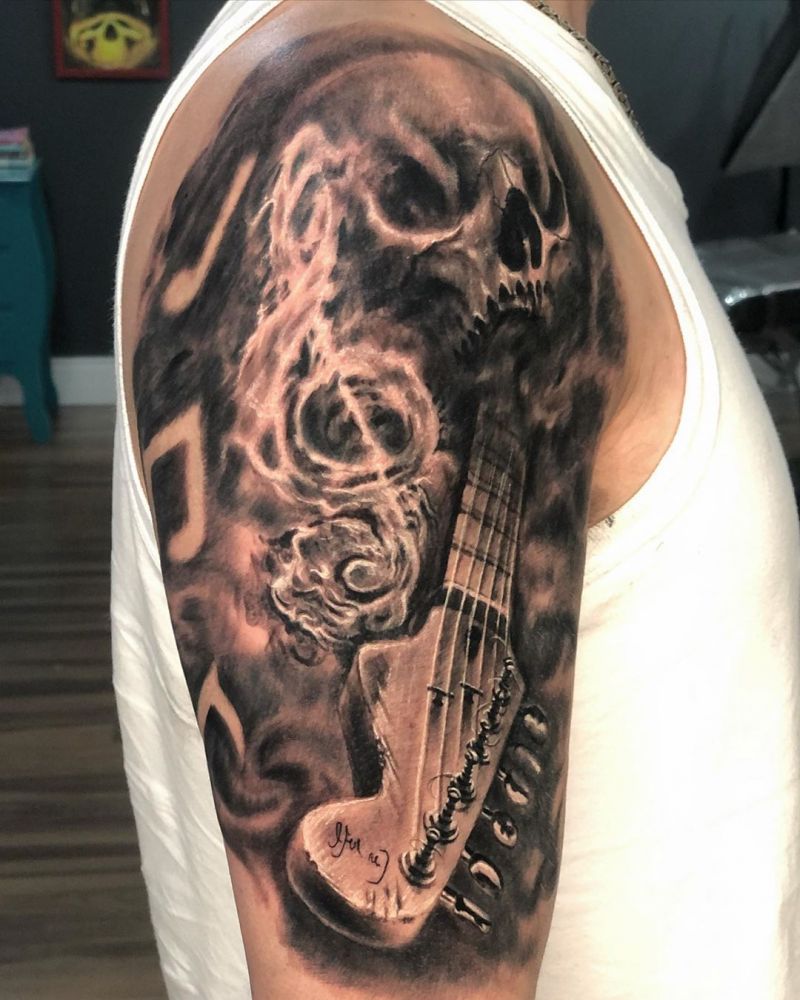 30 Pretty Guitar Tattoos for Your Inspiration