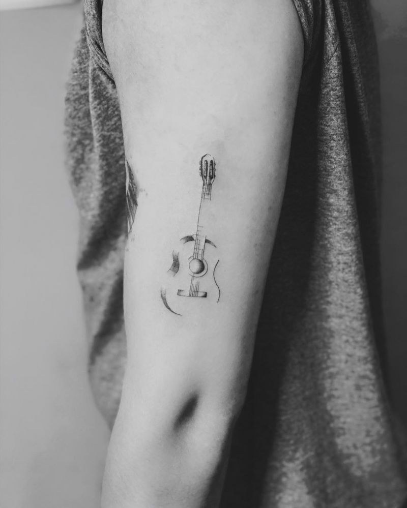 30 Pretty Guitar Tattoos for Your Inspiration