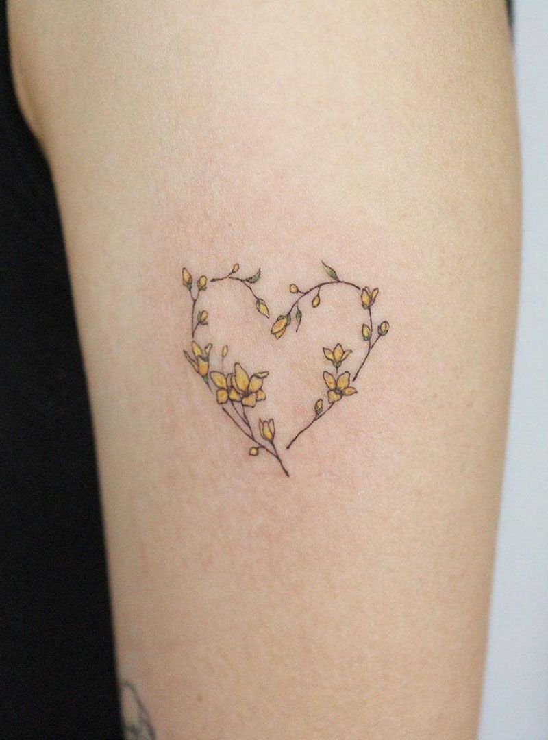 30 Pretty Flower Heart Tattoos You Must Try