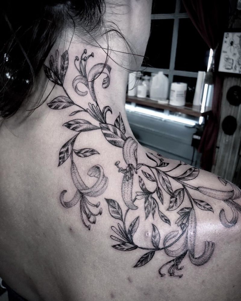 30 Pretty Honeysuckle Tattoos Make You Very Attractive