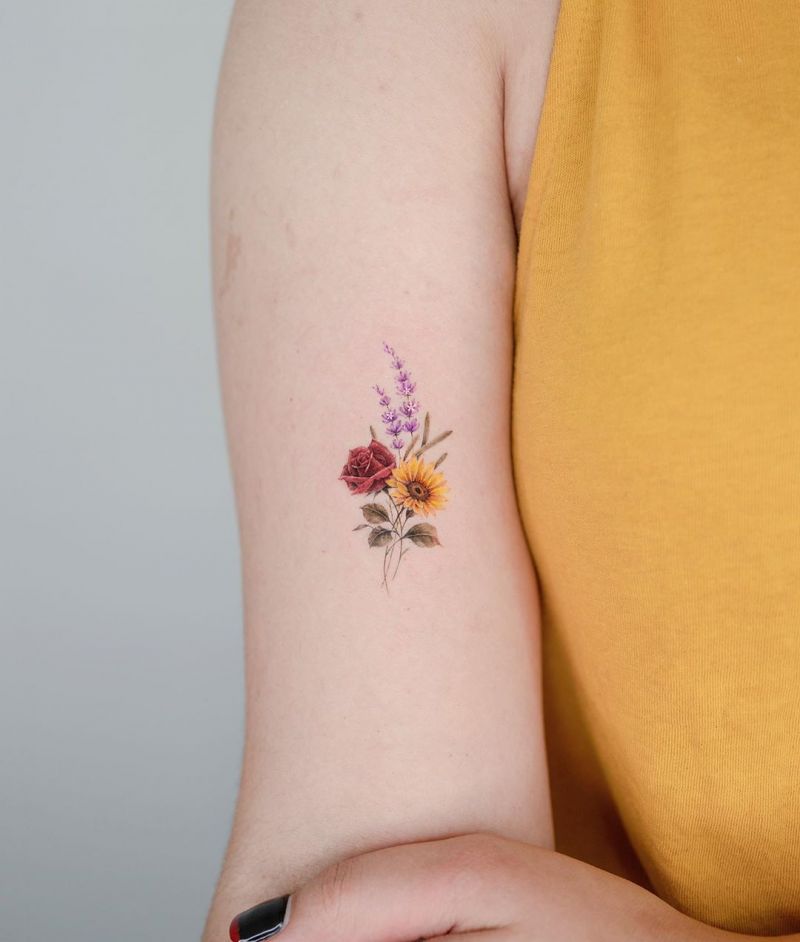 30 Elegant Bouquet Tattoos for Your Inspiration