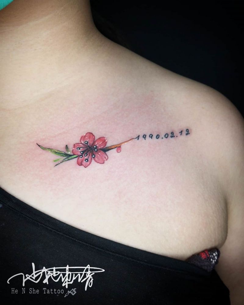 30 Pretty Peach Blossom Tattoos You Shouldn't Miss