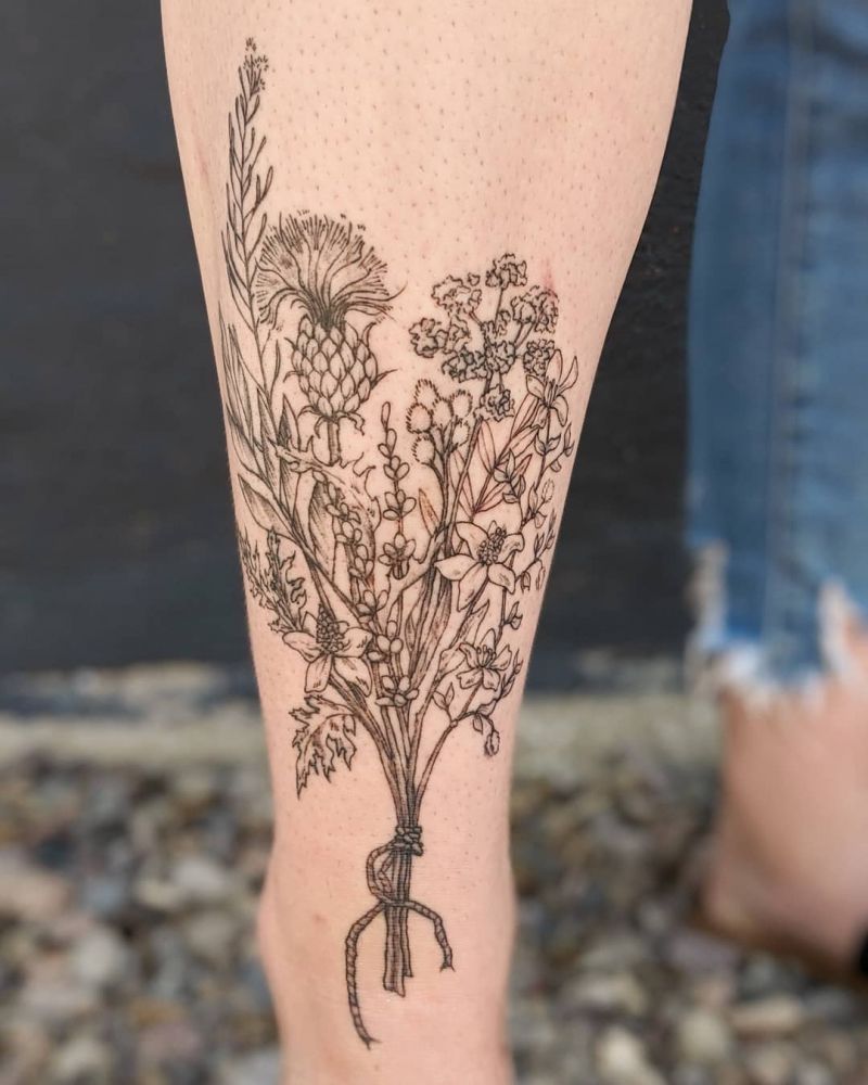 30 Elegant Bouquet Tattoos for Your Inspiration