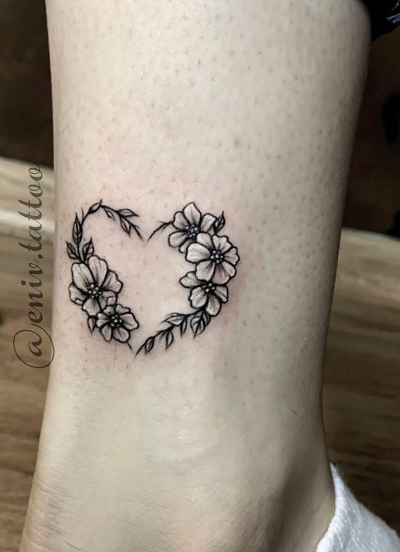 30 Pretty Flower Heart Tattoos You Must Try