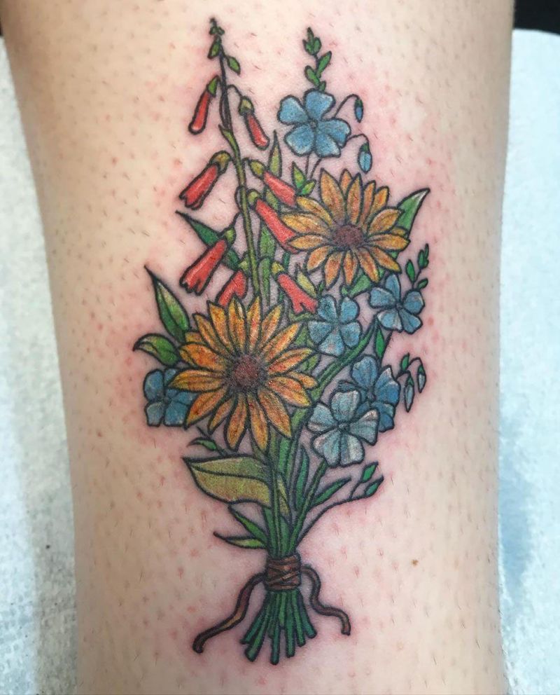 30 Elegant Bouquet Tattoos for Your Inspiration