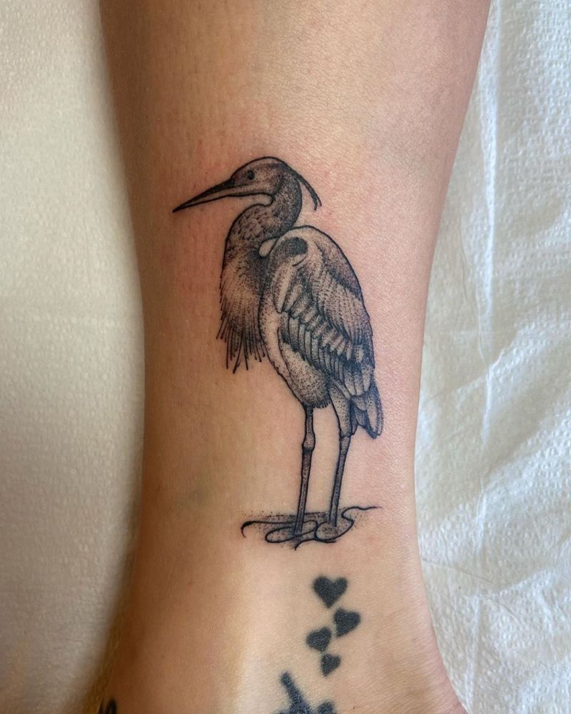 30 Pretty Heron Tattoos Bring You Good Luck