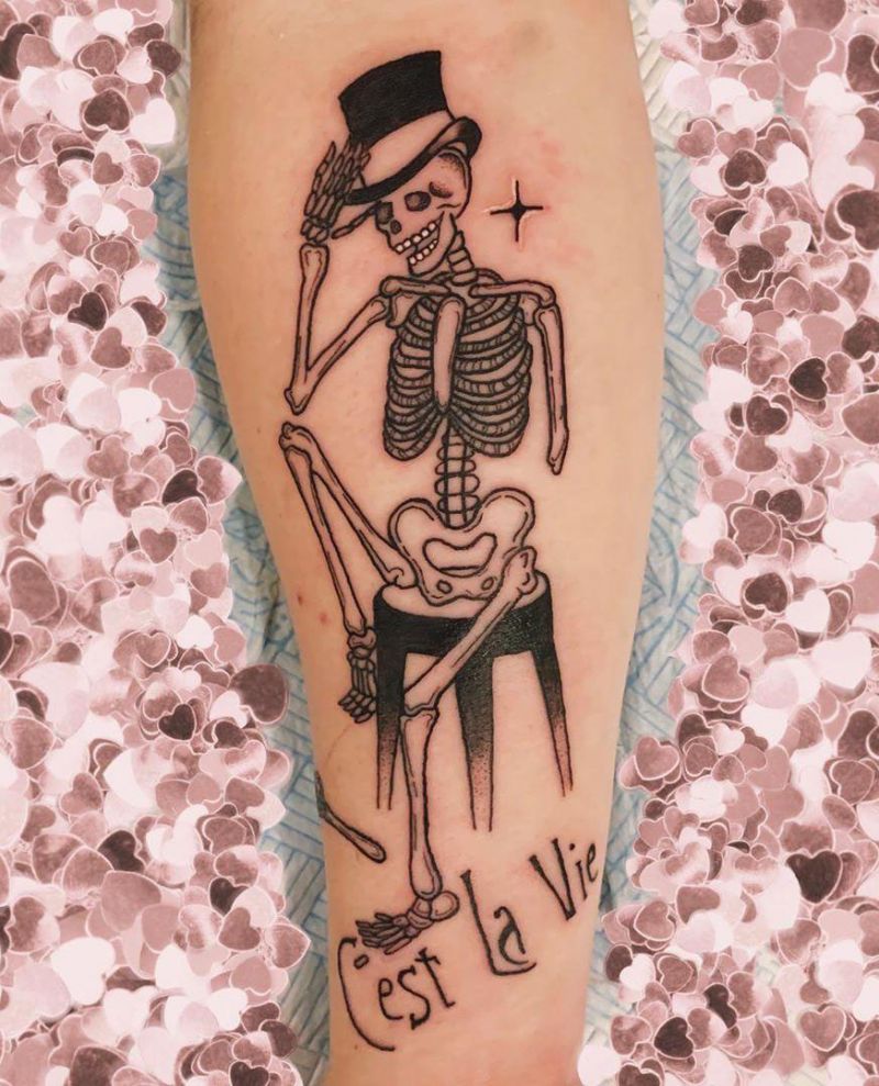 30 Pretty Skeleton Tattoos That You Can't Miss