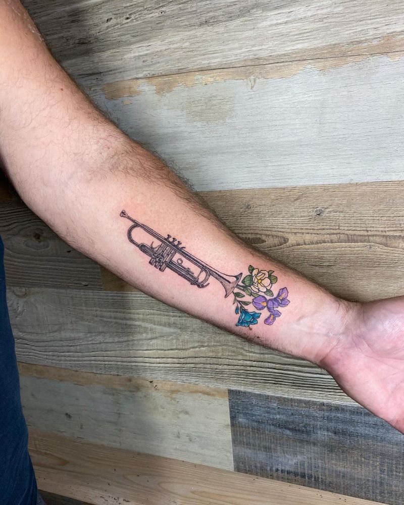 30 Pretty Trumpet Tattoos to Inspire You