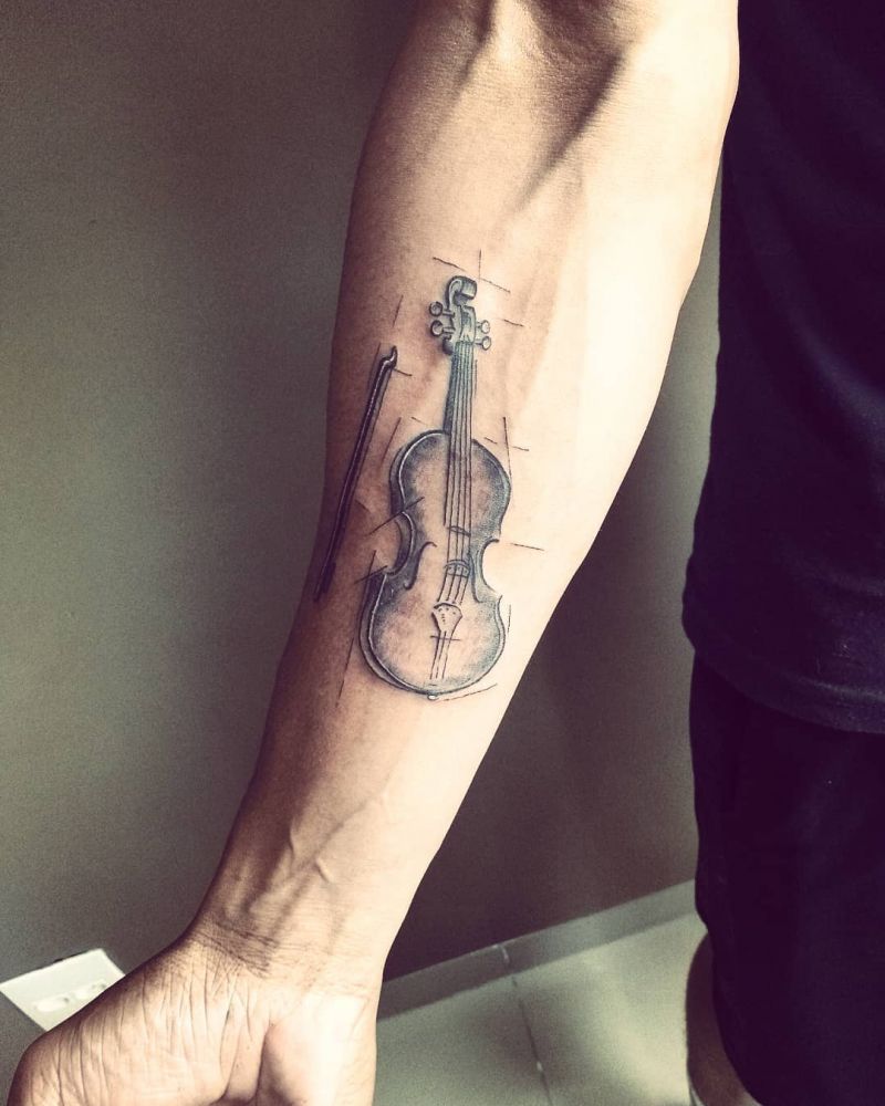 30 Pretty Cello Tattoos Make You Elegant and Beautiful