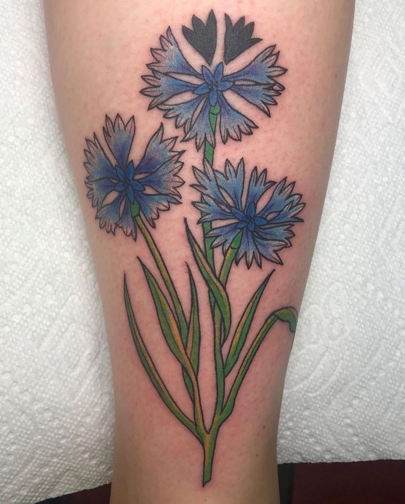 30 Pretty Cornflower Tattoos to Inspire You