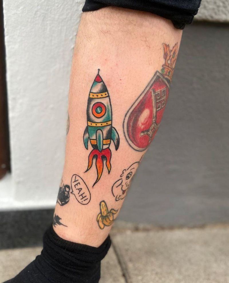 30 Pretty Rocket Tattoos Improve Your Temperament