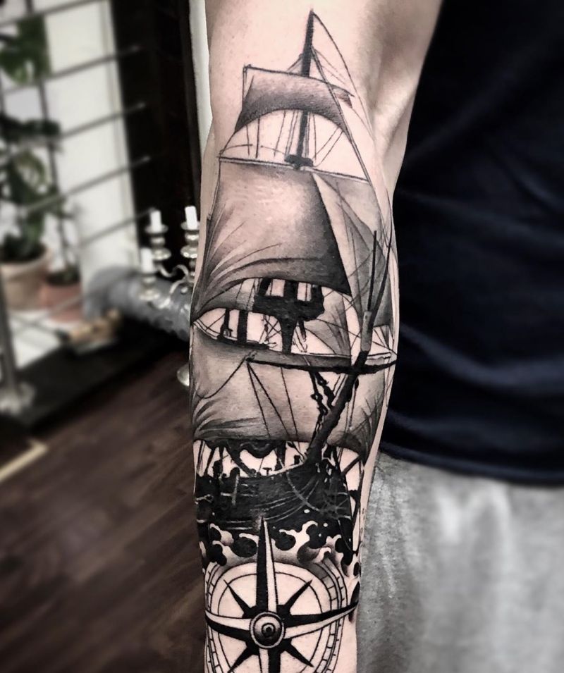 30 Pretty Sailing Boat Tattoos You Will Love