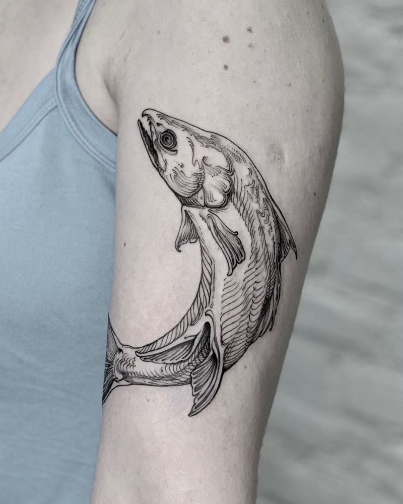 30 Pretty Salmon Tattoos You Will Love