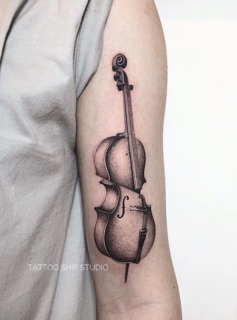 30 Pretty Cello Tattoos Make You Elegant and Beautiful