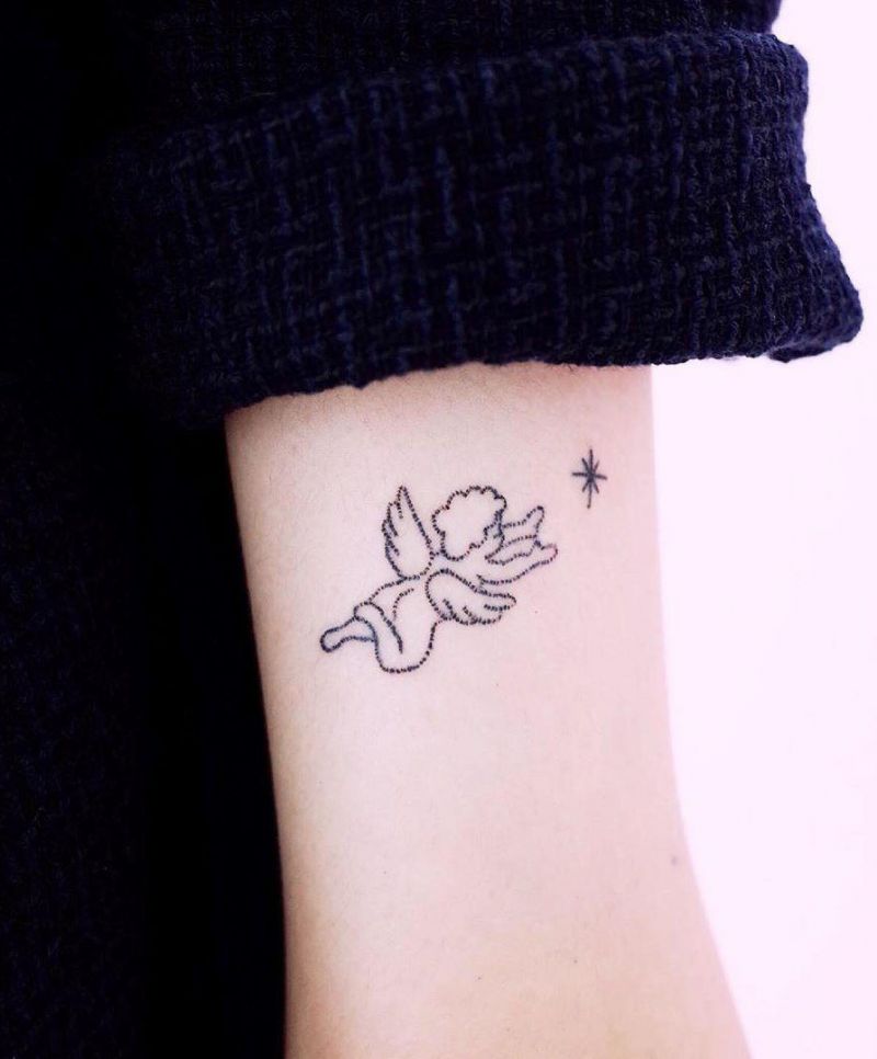 30 Pretty Cherub Tattoos You Will Love