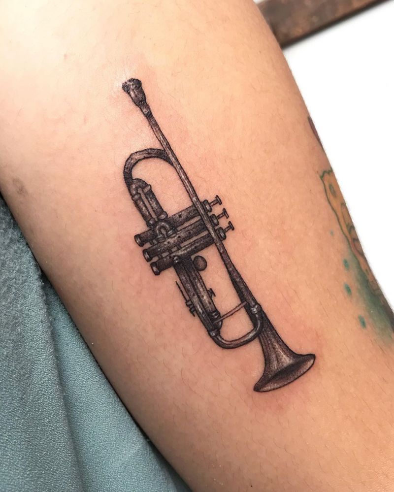 30 Pretty Trumpet Tattoos to Inspire You