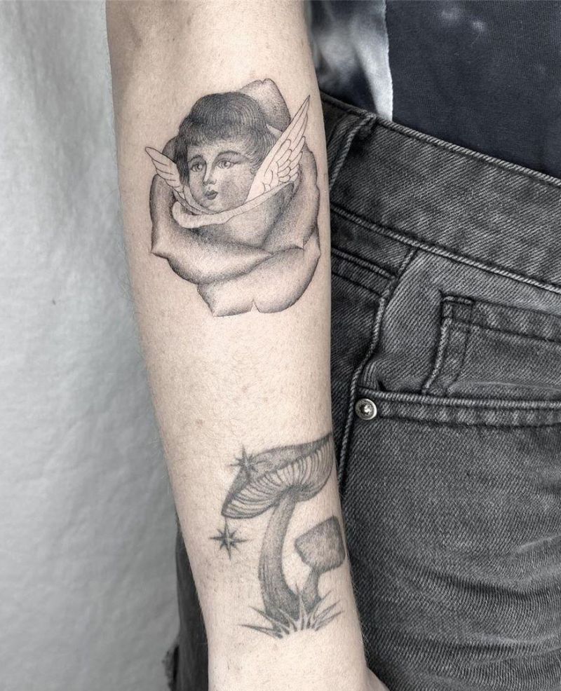 30 Pretty Cherub Tattoos You Will Love