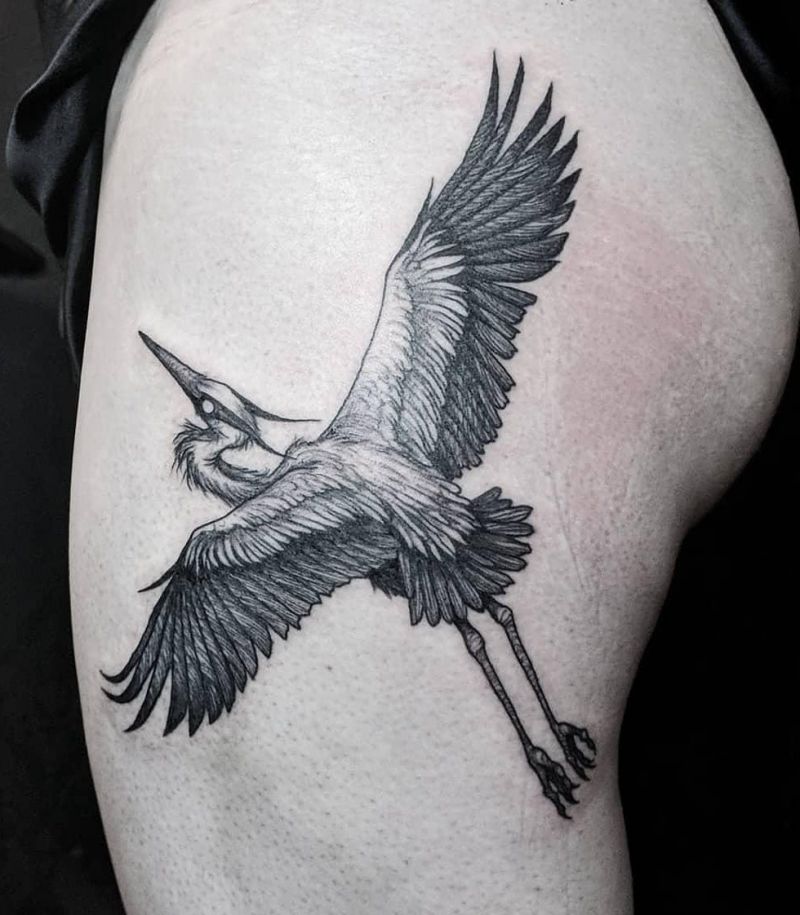 30 Pretty Heron Tattoos Bring You Good Luck