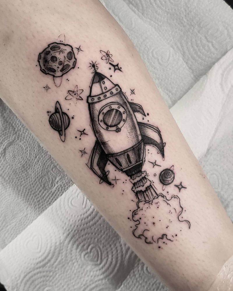 30 Pretty Rocket Tattoos Improve Your Temperament