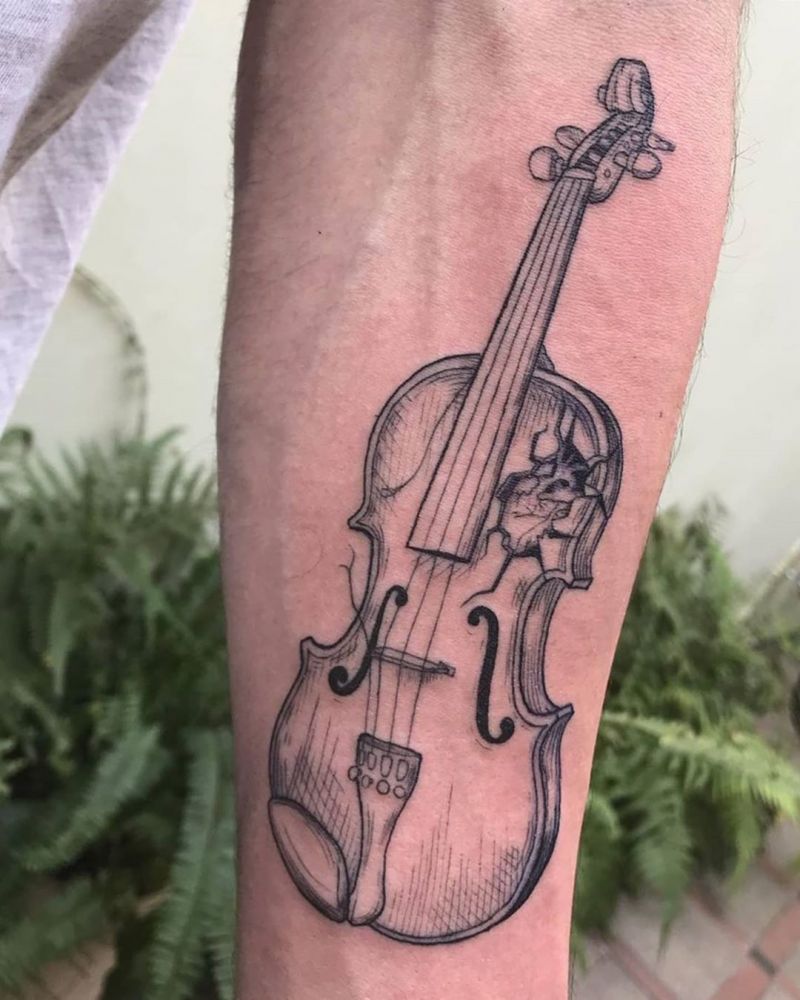 30 Pretty Violin Tattoos that Can Enhance Your Temperament