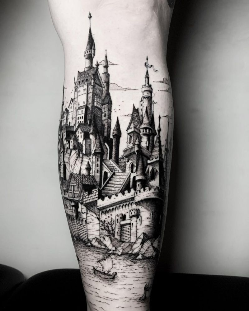 30 Pretty Castle Tattoos that Can Enhance Your Temperament