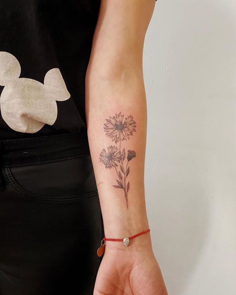 30 Pretty Cornflower Tattoos to Inspire You