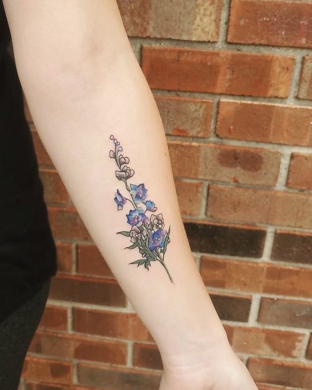 30 Pretty Larkspur Tattoos that Can Enhance Your Temperament