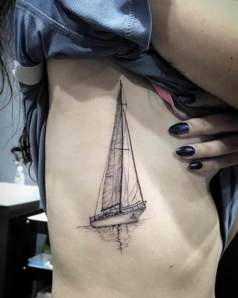 30 Pretty Sailing Boat Tattoos You Will Love