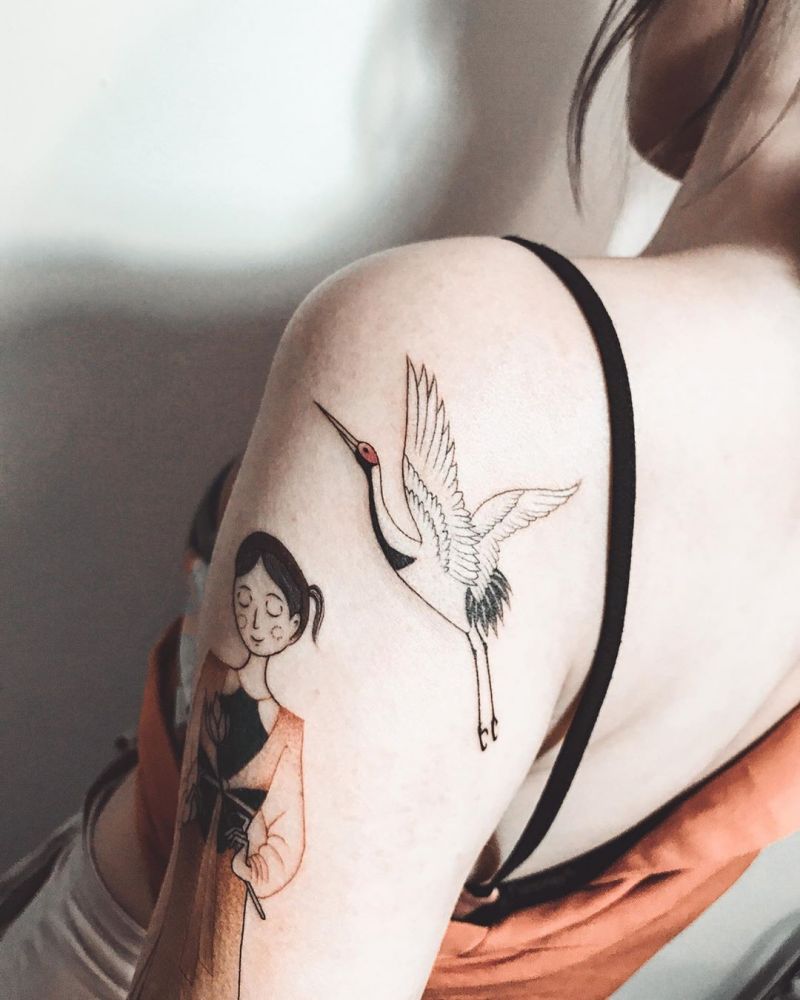 30 Pretty Stork Tattoos Show Your Temperament