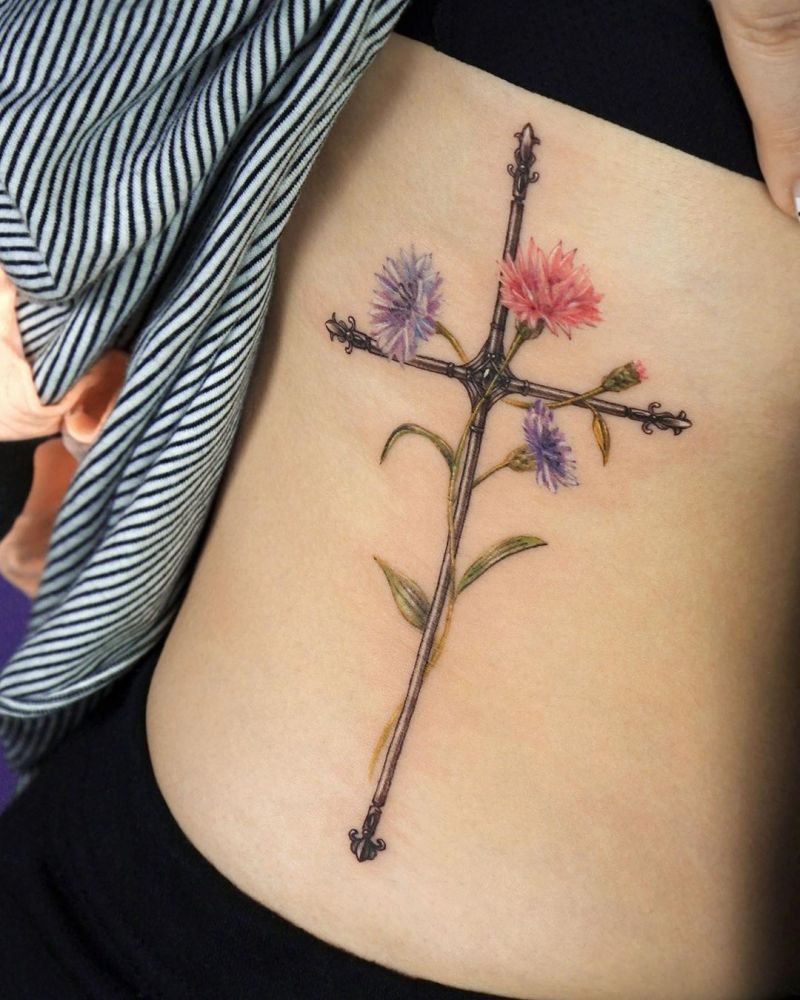 30 Pretty Cornflower Tattoos to Inspire You