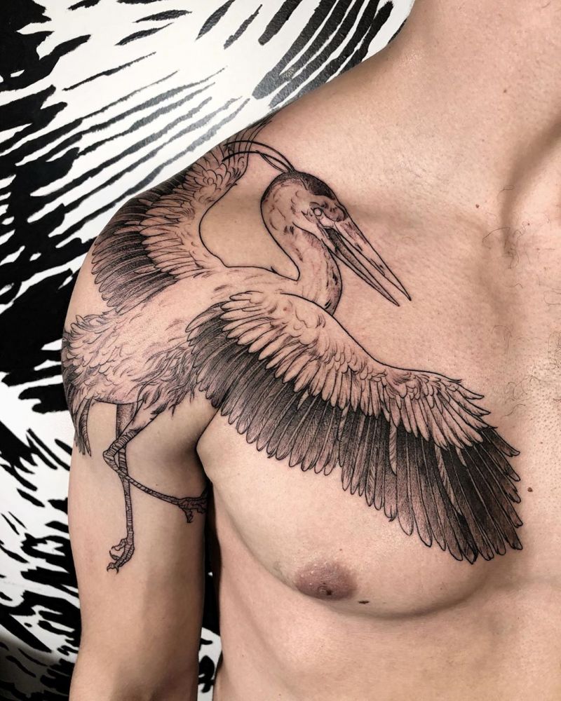 30 Pretty Heron Tattoos Bring You Good Luck